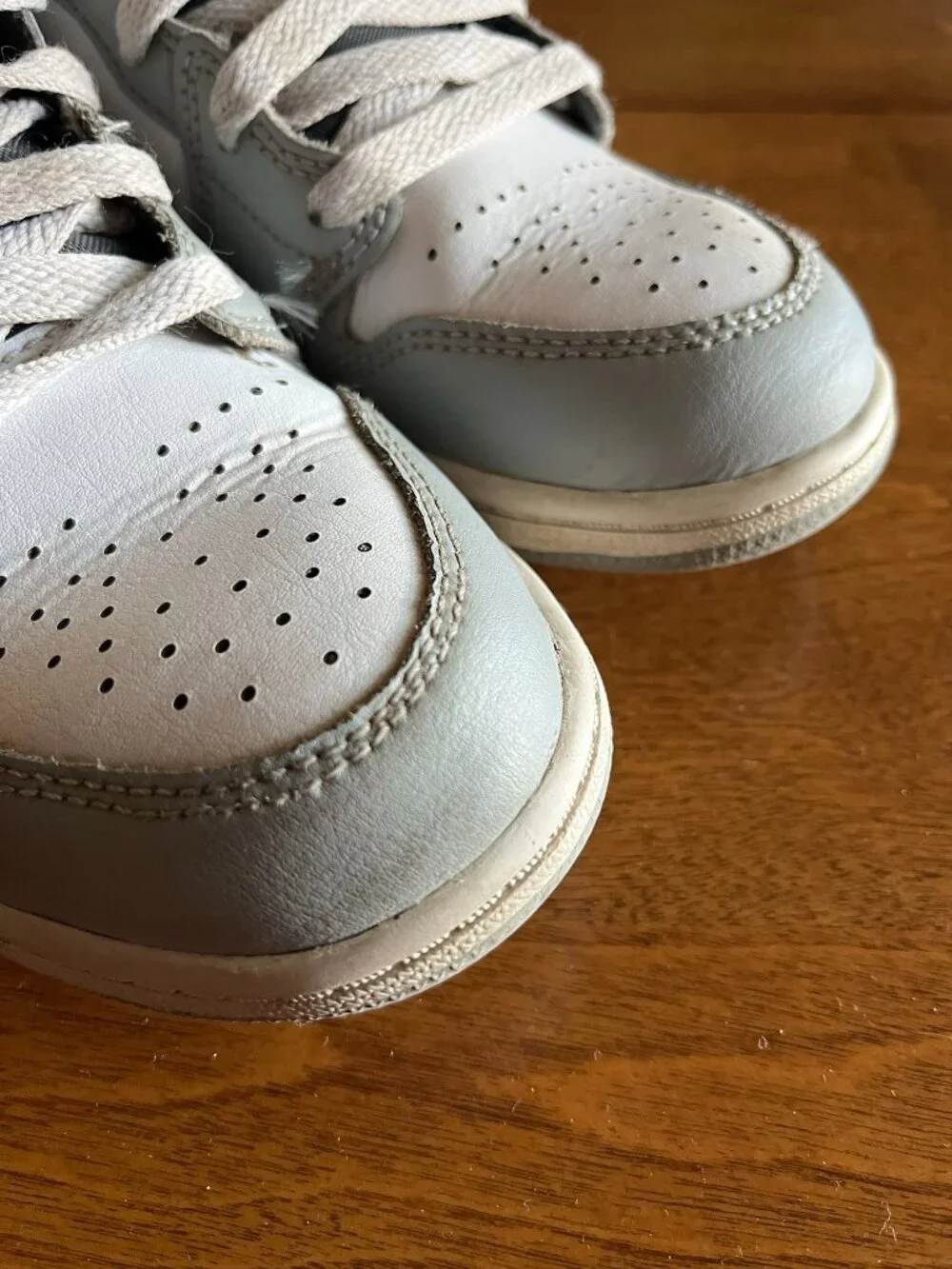 Nike Jordan 1 Mid gray and white sneakers 2Y